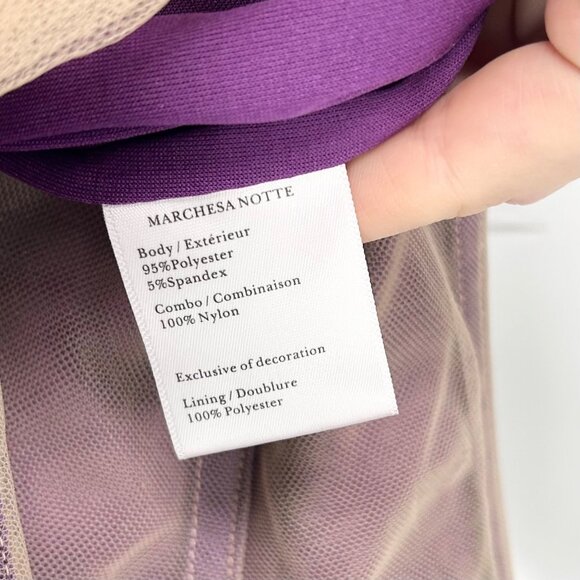 NWT Marchesa Notte Purple Metallic Cutout Off Shoulder Gown - Picture 9 of 10